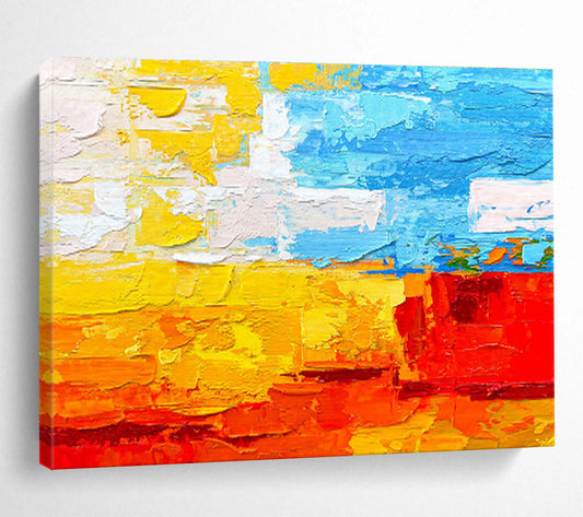Bright Color Block Abstract Vibrant Layered Abstract Painting On Canvas DKH270