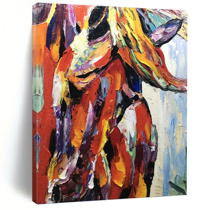Vibrant Colorful Horse - Impasto Animal Painting On Canvas DKH1272