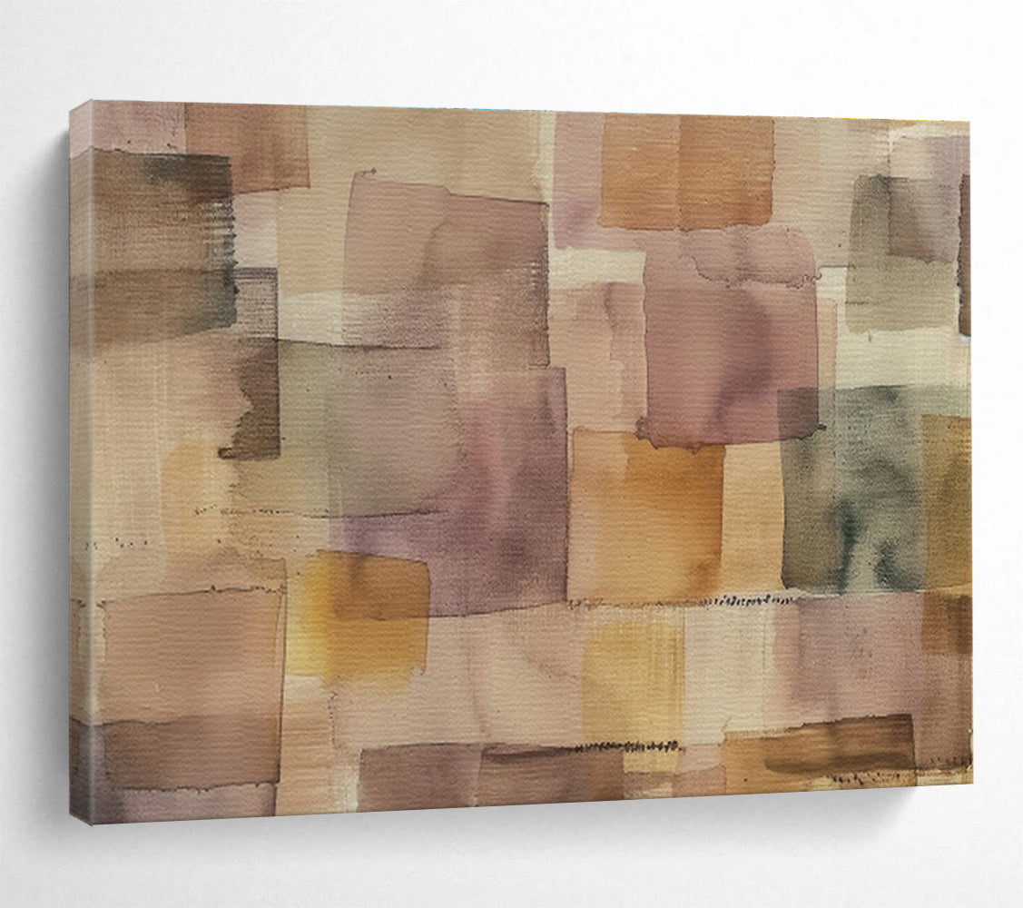 Soft Color Block Abstract “Gentle Harmonious Squares” Painting On Canvas DKH147