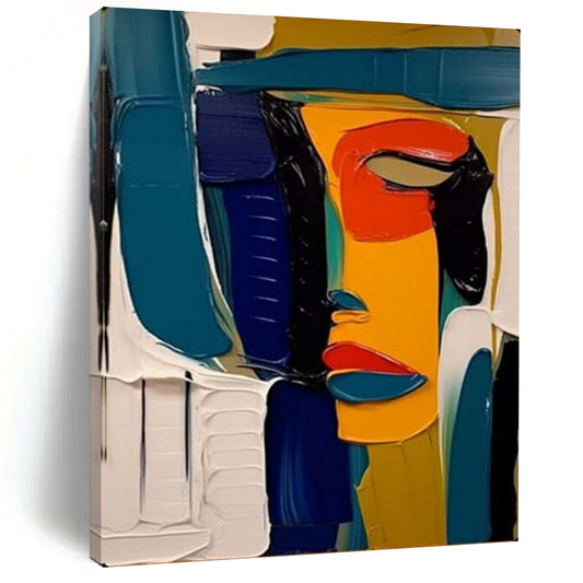 “Color - Blocked Abstract Face” – Cubist - Inspired Oil Painting On Canvas CT2125
