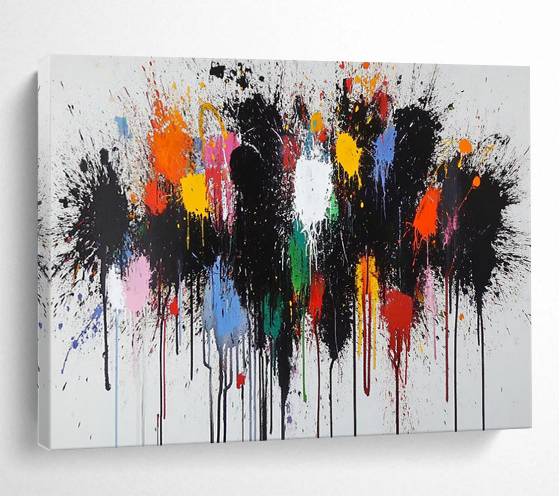 Vibrant Splatter Abstract - Action Painting On Canvas DLZ193