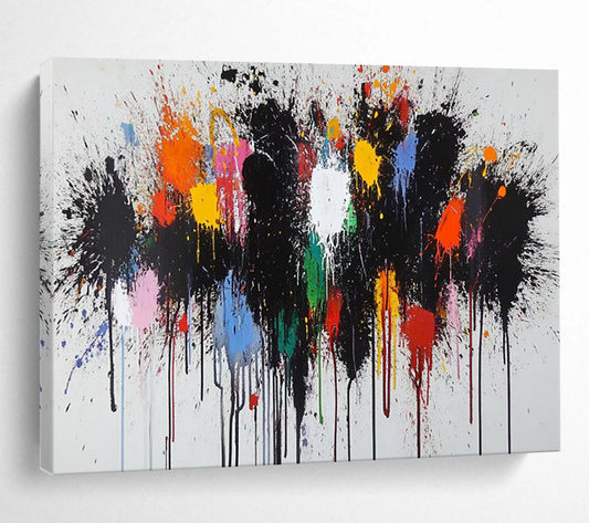 Vibrant Splatter Abstract - Action Painting On Canvas DLZ193