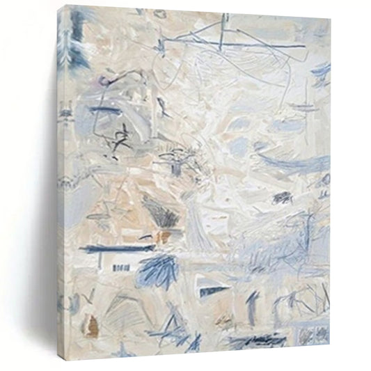 “Blue - Beige Abstract Layers” - Abstract Expressionist Painting On Canvas DTP144