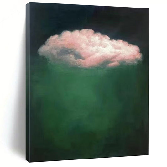 “Pink Cloud in Green Depths” - Surreal Cloud Painting CT1984