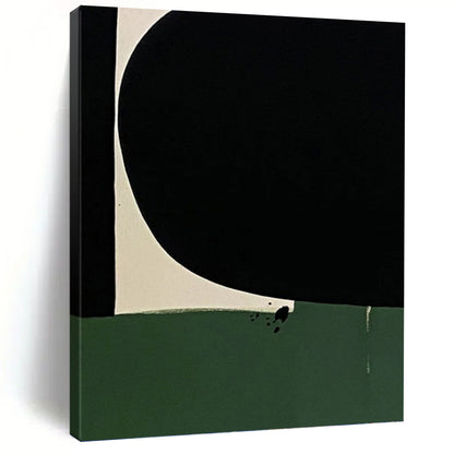 “Black, White & Green Minimalist” - Black, White & Green Minimalist Abstract Painting On Canvas DKH1214