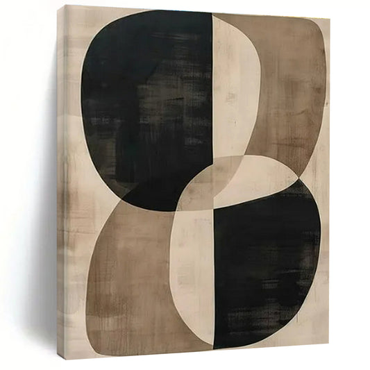 “Black - Beige Curvilinear Forms” ，Abstract Geometric Art CT0865