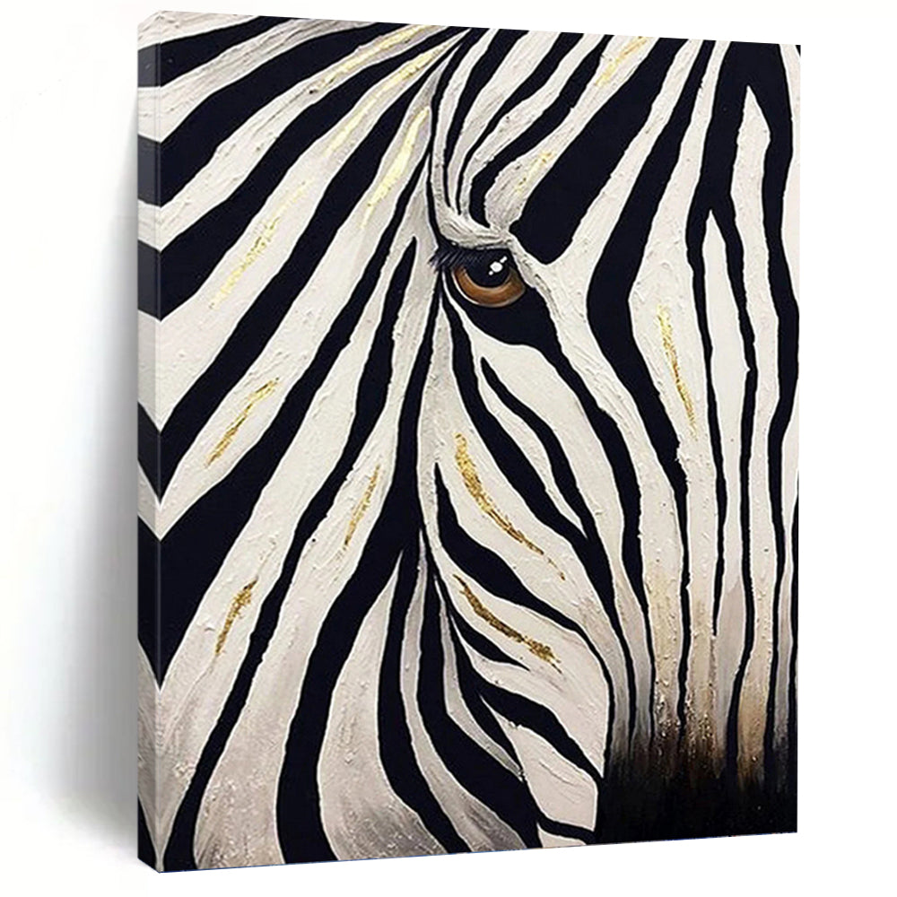 Zebra with Golden Accents - Wildlife Painting On Canvas DKH1446