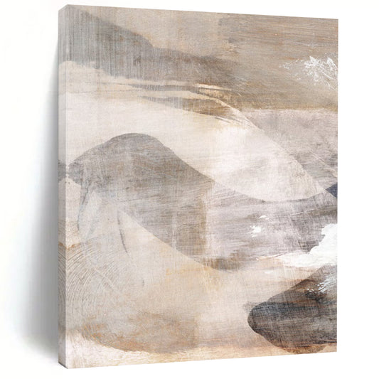 “Neutral Abstract Landscapes” - Brown, White, and Gray Abstract Painting On Canvas DTP210
