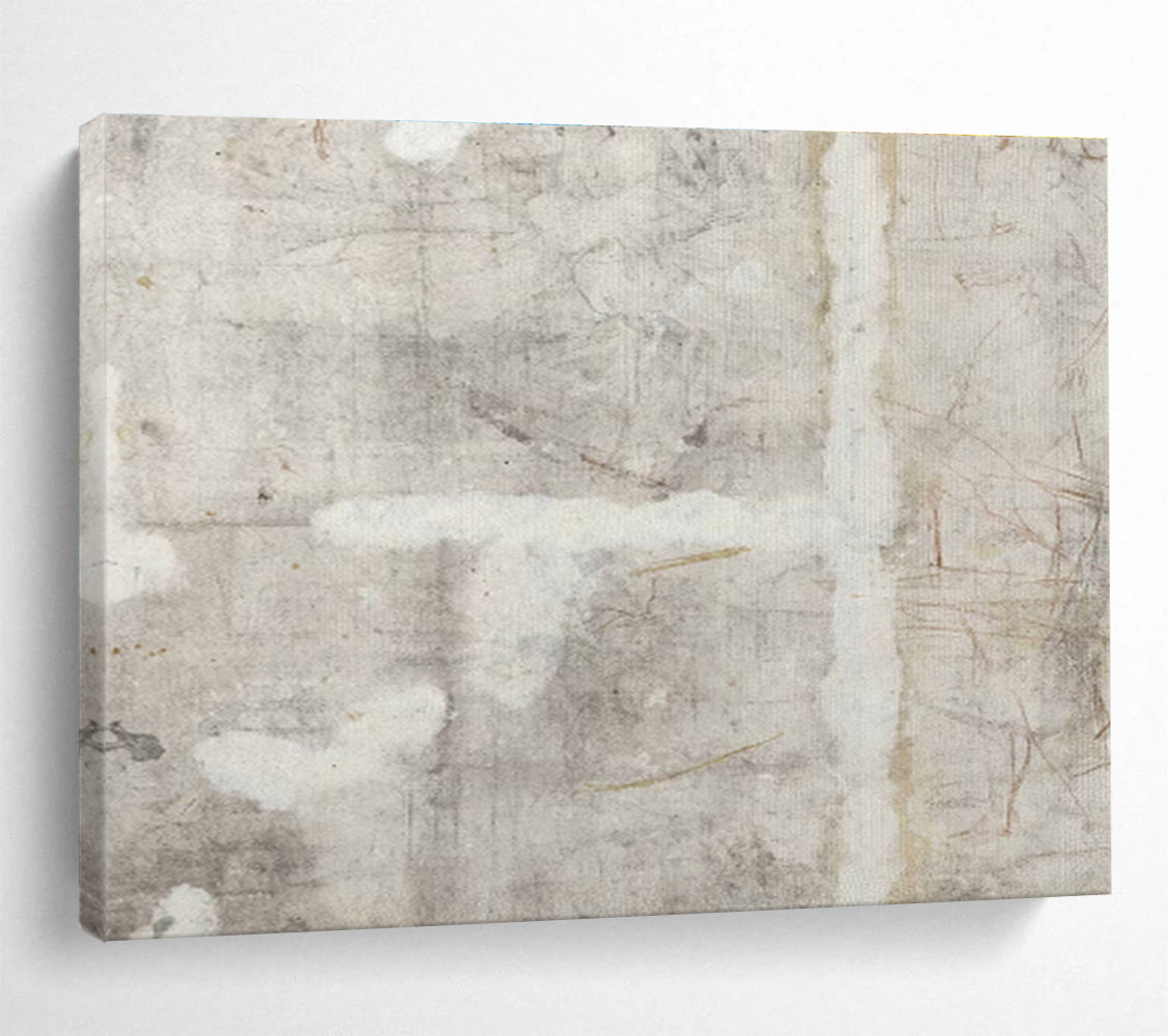 Textured Neutrals Subtle Gray White Abstract Marks Painting On Canvas DKH234