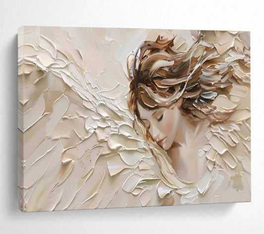 “Textured Angelic Figure” Impasto Portrait Painting On Canvas DKH454