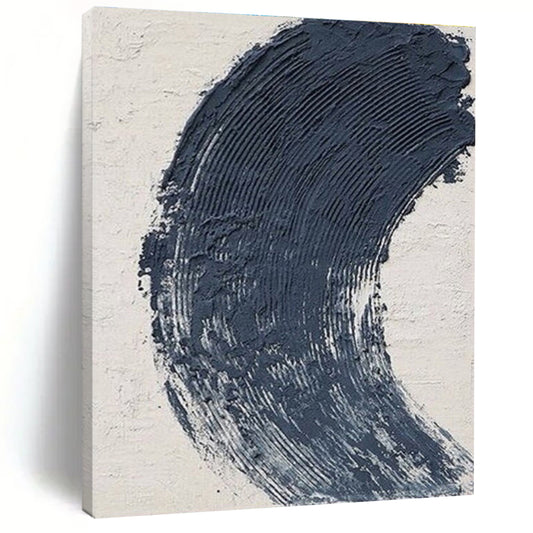 “Thick Blue Crescent Stroke”，Abstract Impasto Style CT0680