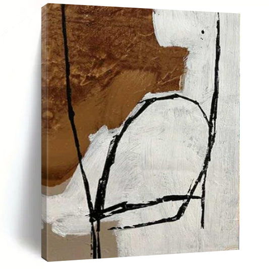 “Brown, Black, White Linear Abstract” – Linear Abstract Painting CT1127