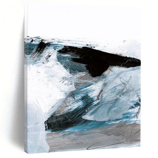 “Dynamic Blue Abstract Waves” - Blue, White, Black Abstract Painting On Canvas DTP220