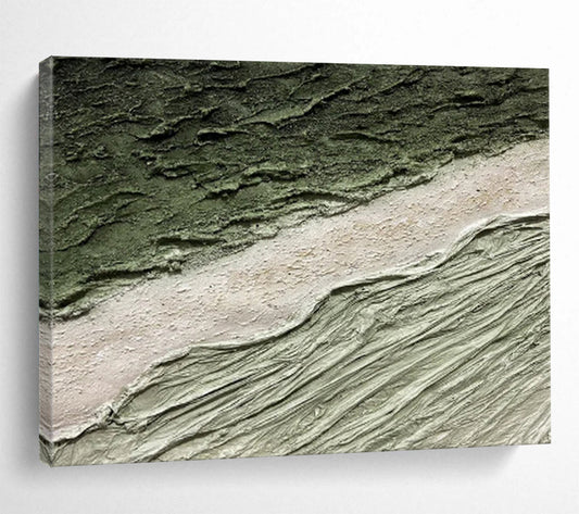 “Textured Earth Tones - Layered Greens and Beiges” Painting On Canvas DKH001