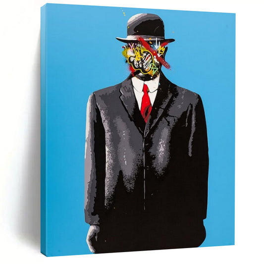 “Surreal Gentleman’s Mosaic” - Colorful Graffiti - Faced Gentleman Painting On Canvas CT2185