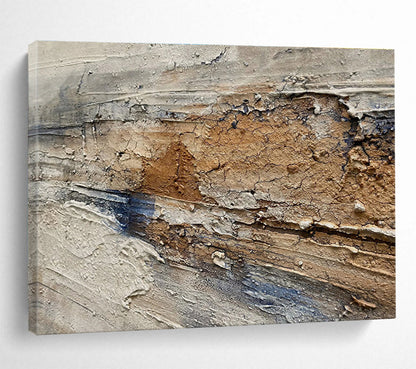 Textured Earth - Tone Abstract “Rustic Textured Journey” Painting On Canvas DKH084