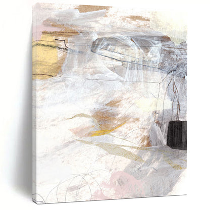“Neutral Tones Abstract Mosaic” - Beige, Gray, White Abstract Painting On Canvas DTP212