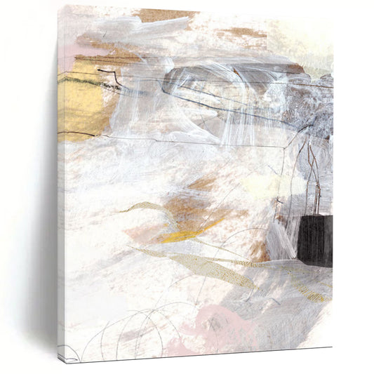 “Neutral Tones Abstract Mosaic” - Beige, Gray, White Abstract Painting On Canvas DTP212