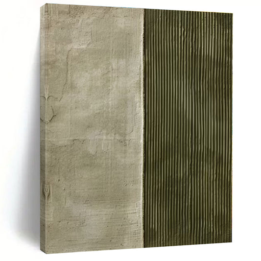 Grey - Green Split Texture - Minimalist Textured Acrylic Painting CT1383
