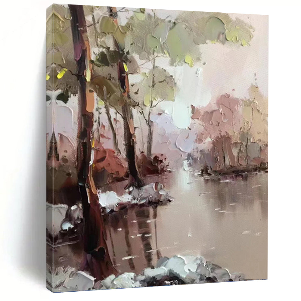Pastel Forest River - Impressionistic Landscape Painting On Canvas DKH1296