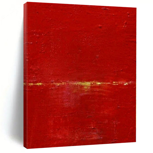 “Vibrant Red Abstract Field” – Minimalist Color - Field Painting CT1089