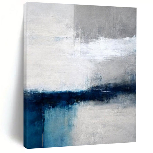 “White - Gray - Blue Minimalist Horizon” – Minimalist Abstract Art CT1020