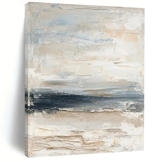 “Neutral Abstract Textures” - Beige, Gray, Blue Subtle Layers Painting On Canvas DTP298
