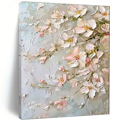 “Blush Blossom Textures” – Impasto Floral Oil Painting CT2073
