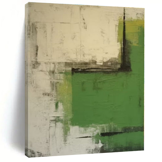 Green, Grey & Black Geometric - Abstract Geometric Acrylic On Canvas CT1297