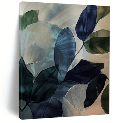 “Translucent Leaf Abstraction” - Blue, Green & White Watercolor - Style Painting On Canvas DKH0972