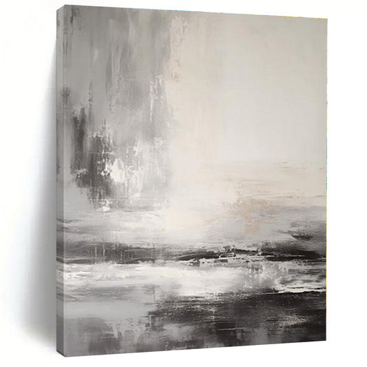 Grey - White - Black Flowing Landscape - Abstract Landscape Acrylic Painting CT1377
