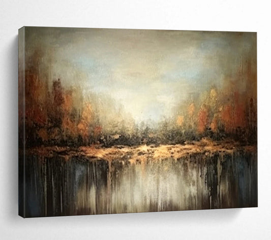 “Autumn Forest Reflection” Abstract Landscape Painting On Canvas DLZ060