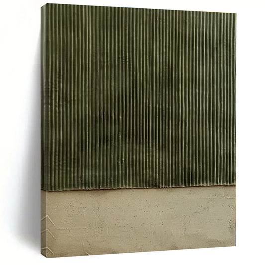 Green Corrugated Texture - Minimalist Textured Acrylic Painting CT1382