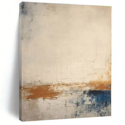 Neutral Tones with Brown & Blue - Abstract Minimalist Acrylic On Canvas CT1343