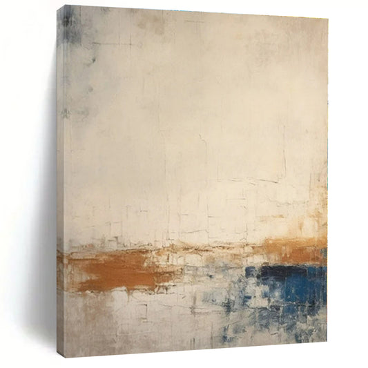 Neutral Tones with Brown & Blue - Abstract Minimalist Acrylic On Canvas CT1343