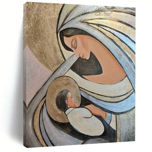 “Mother and Child (Stylized)” – Religious/Figurative Painting CT1195