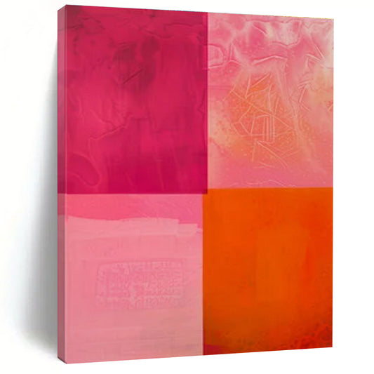 Pink & Orange Textured Quadrants - "Vibrant Veils" - Abstract Textured Painting CT1479