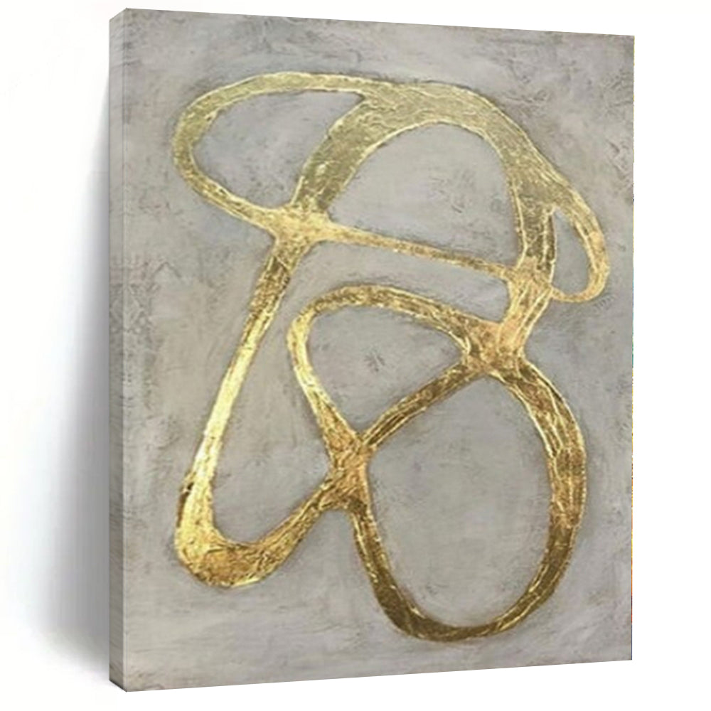 “Gold - Gray Abstract Loops” – Metallic Abstract Painting CT1097