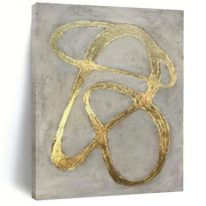 “Gold - Gray Abstract Loops” – Metallic Abstract Painting CT1097