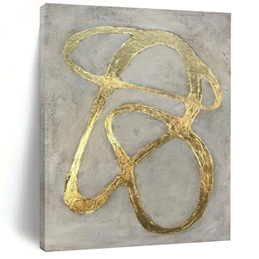 “Gold - Gray Abstract Loops” – Metallic Abstract Painting CT1097