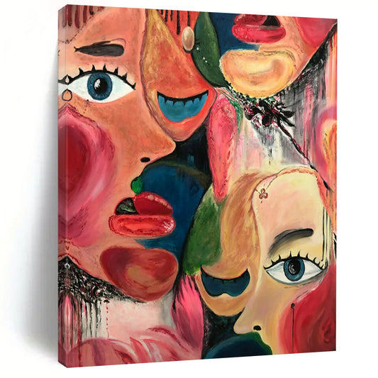“Colorful Faces” - Vivid Abstract Portrait Painting On Canvas CT2235