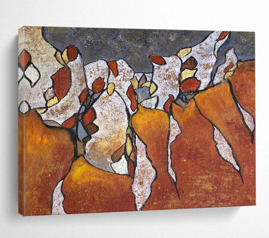 “Earth - Toned Fragmented Forms - Oranges, Whites, and Browns” Painting On Canvas DKH005
