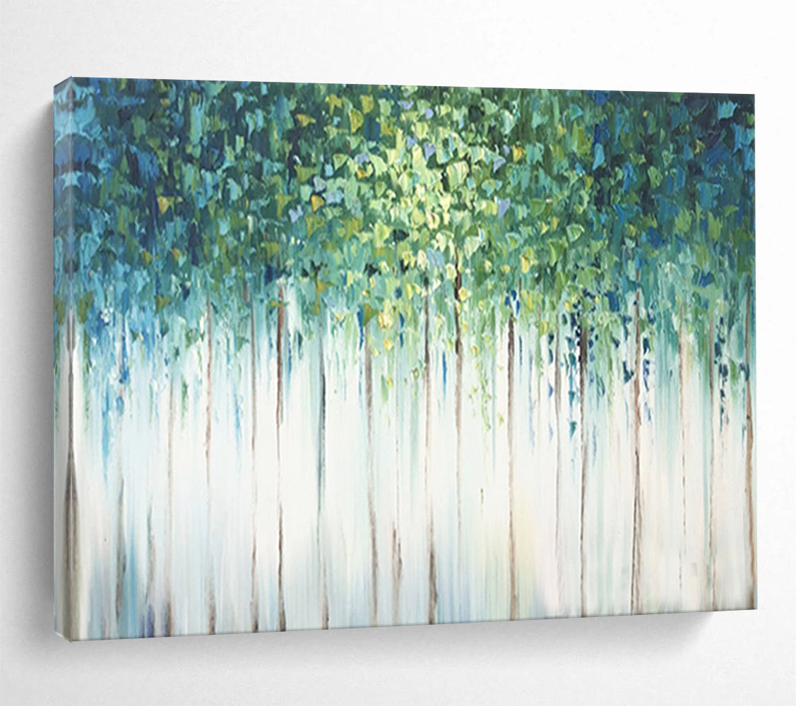 Emerald Green Forest - Abstract Landscape Painting On Canvas DLZ206