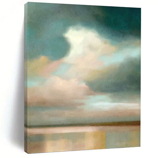 Soft Sky and Water Gradient - Minimalist Landscape Painting On Canvas DKH1357