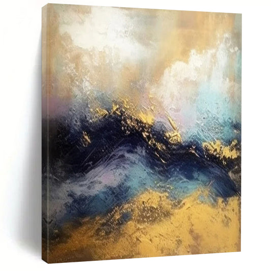 “Gold and Blue Waves” ，Abstract Seascape Oil Painting CT0920