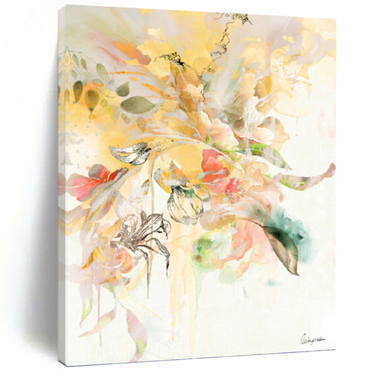 “Yellow - Hued Floral Burst” - Vibrant Flower Bouquet Painting On Canvas DKH1087