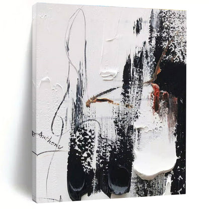 “Black - White - Red Textured Abstraction” ，Abstract Acrylic Painting CT0801