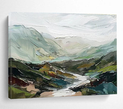 “Colorful Mountain Valley” Impasto Landscape Painting On Canvas DKH468