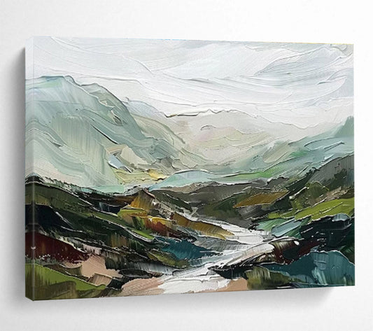 “Colorful Mountain Valley” Impasto Landscape Painting On Canvas DKH468