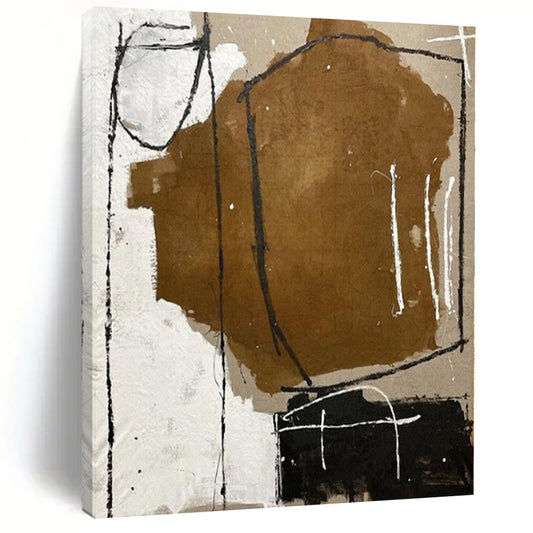 “Brown, Black, White Textured Abstraction” – Mixed - Media Abstract Art CT1125
